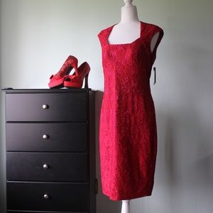 Burgundy and Rose Pencil Dress
